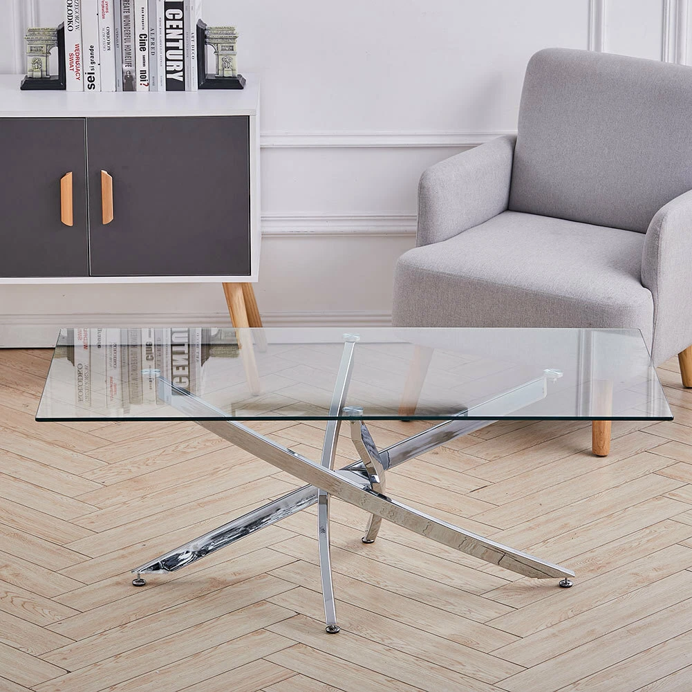 Wood and chrome coffee table online