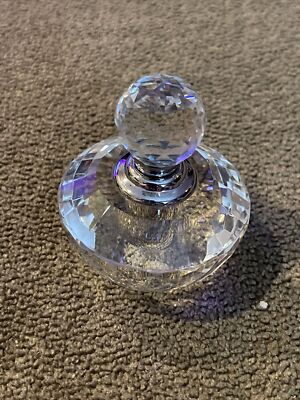 Oleg Cassini Signed Crystal Cut Glass Perfume Bottle With Dauber 2.5 