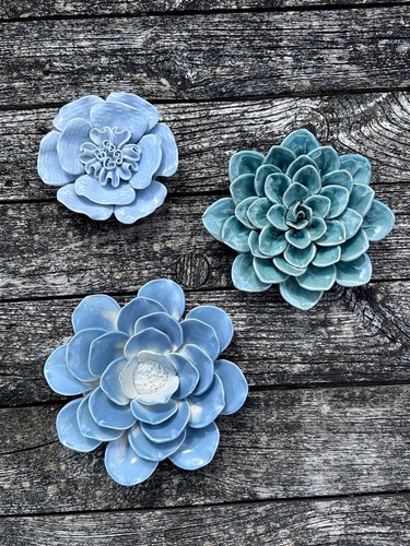 Fleur Lotus bleu en céramique diamètre 18 cm - Photo 6/8