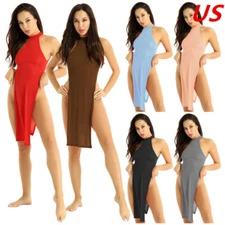 Sexy Women's Bodycon Dress Ultra Thin Lingerie High Slit Legs Cheongsam Clubwear