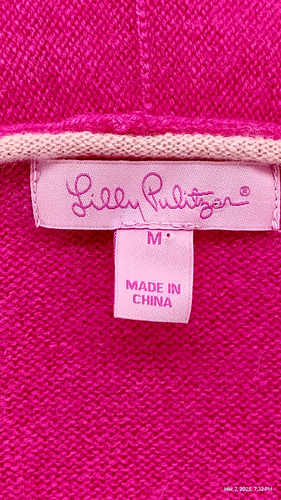 Lilly Pulitzer Bryn Pink 100% Cashmere Open Cardigan Ruffle Back Shawl Collar M - Picture 22 of 24