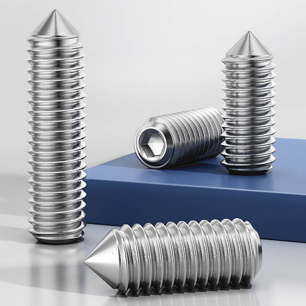 M6 - 1.0 A2 Stainless Steel Cone Point Grub Screws Hex Socket Set