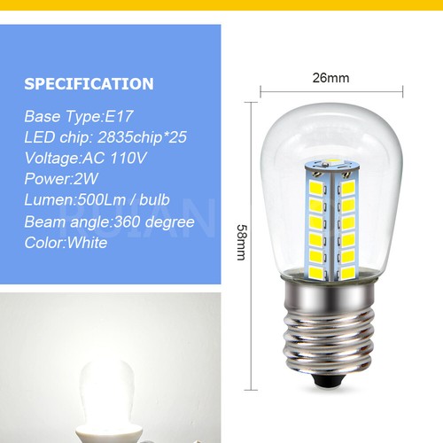 Ruiandsion E17 LED Light Refrigerator Light Range Hood Light 110V 220V AC 500Lm - Picture 2 of 9