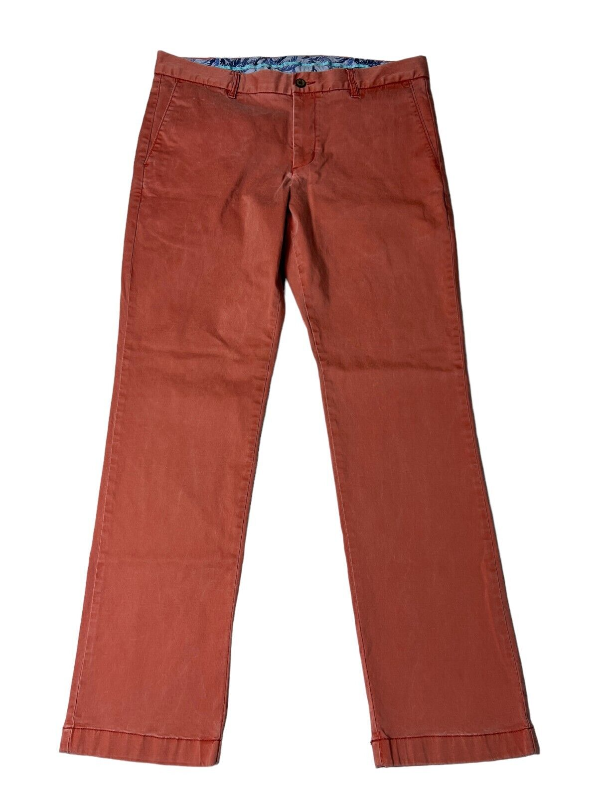 Tommy Bahama Chino Pants Flat Front Cotton Blend Orange Men's 35X32 Nice