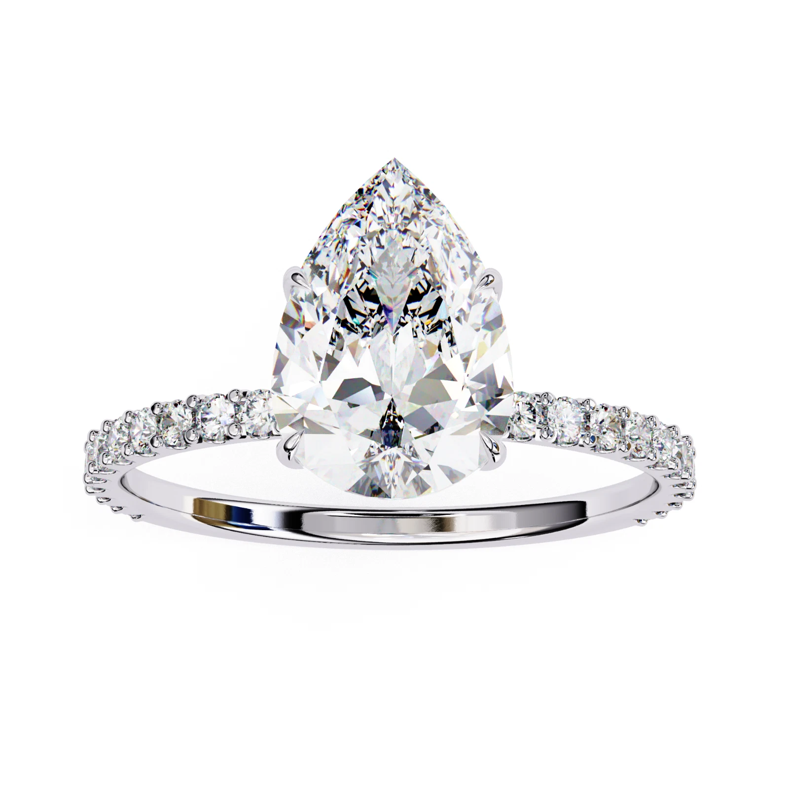 2.06 CT Pear Lab Grown Diamond Engagement Ring IGI Certified 14k Gold image-3