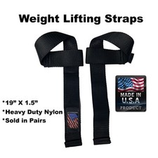 Nylon Weight Lifting Straps Black Made in the USA Bodybuilding, Weight Lifting