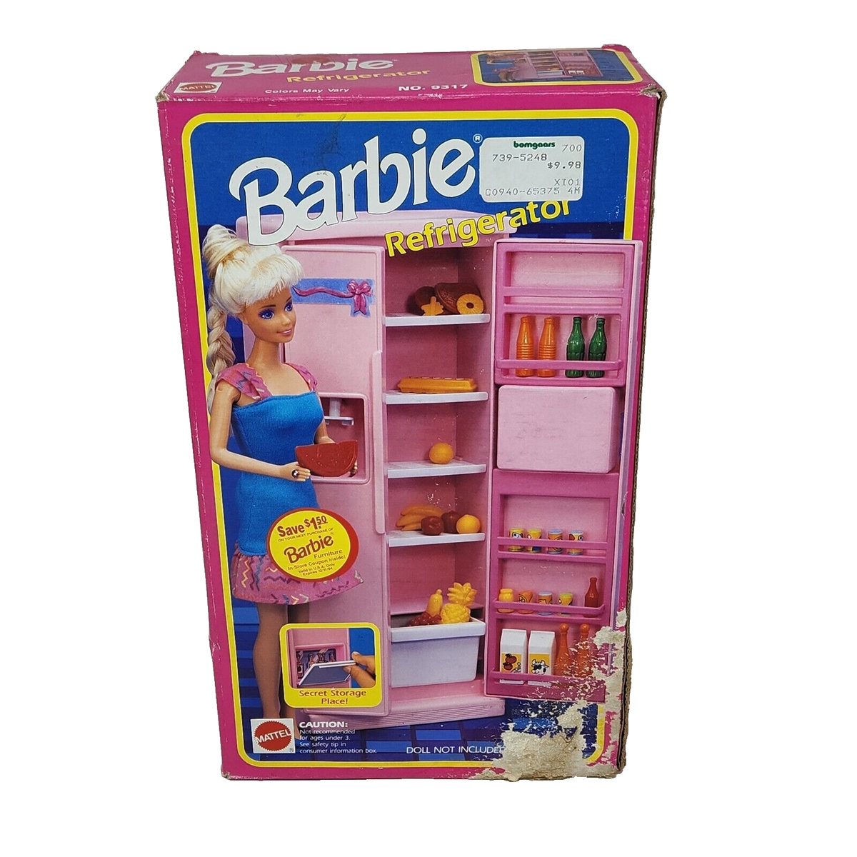 メメントリバラ売り VINTAGE 1992 BARBIE DREAM HOUSE FURNITURE # 9317 REFRIDGERATOR