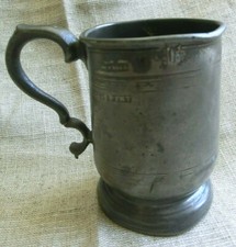 ANTIQUE PEWTER MEASURE HEREFORD COUNTY &frac12; PINT IMPERIAL c.1830 ANDREW THOMPSON