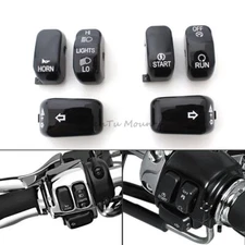 6x Black Hand Control Switch Housing Button Caps for Harley Sportster 1996-2013