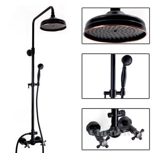 Bathroom Rain Shower Head Set Outdoor Bath Faucet with Hand Spray Black Brass
Opens in a new window