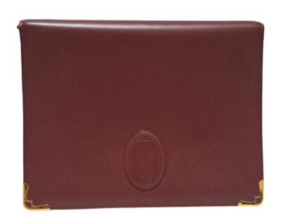 Authentic Cartier Must Clutch Bag Bordeaux with Leather Strap Men