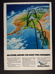 alaska airlines 1977 ad flights destinations seattle print vintage