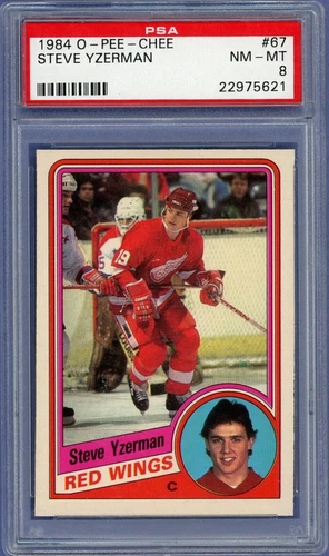 1984 O-Pee-Chee #67 Steve Yzerman Red Wings Rookie Card RC PSA 8