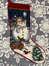 20x7.5  I HAVE 75 Needlepoint Christmas Stockings - Snowman Animals