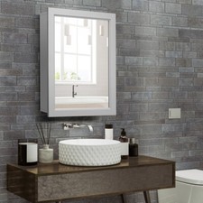 Bathroom Medicine Cabinet Storage Organizer Wall Mounted Mirror Adjustable Shelf