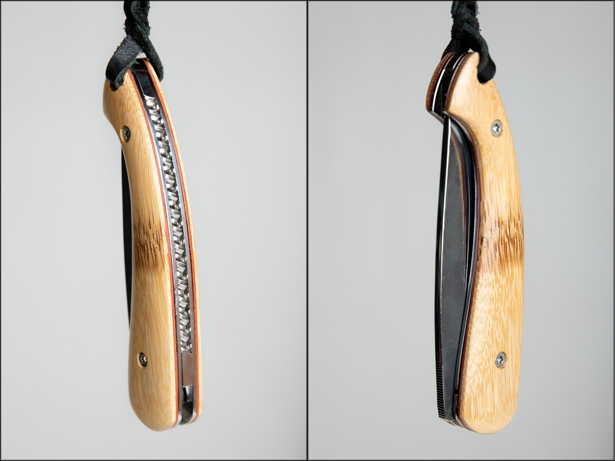 Citadel Handmade Trident Folder Knife Bamboo Scales 8