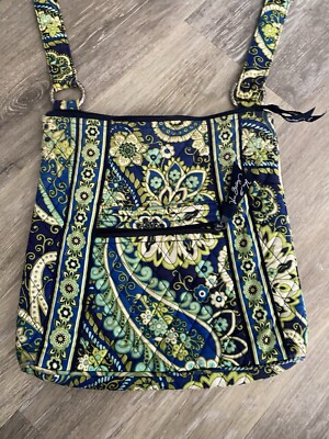 Vera Bradley Purse Tote Hipster Crossbody Pockets Rhythm & Blues 11 x11.5  READ