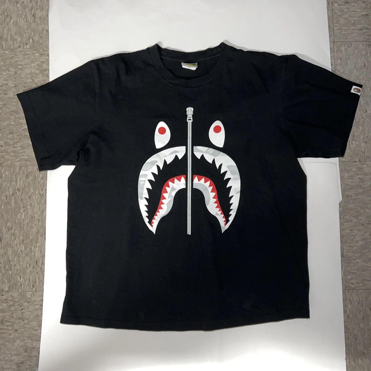 BAPE Space Camo Front Shark Tee Black Glow in the Dark Size XL Great  Comdition | eBay