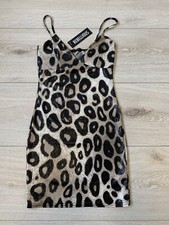 Rebellious shiny leopard print Bodycon dress  Size 6 BNWT