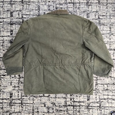Vtg 1990s Carhartt Jacket PB1366 Dark Olive Green Blanket Lined