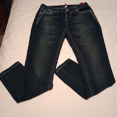 Eighty Eight Perfect Jeans Womens Jeans Size 7 Dark Blue Distressed Straight LNC