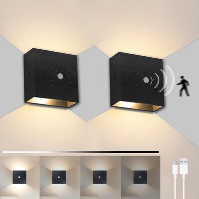 2Pcs Wall Lights Dimmable USB Rechargeable Wall Light Touch Up Down Wall Light~