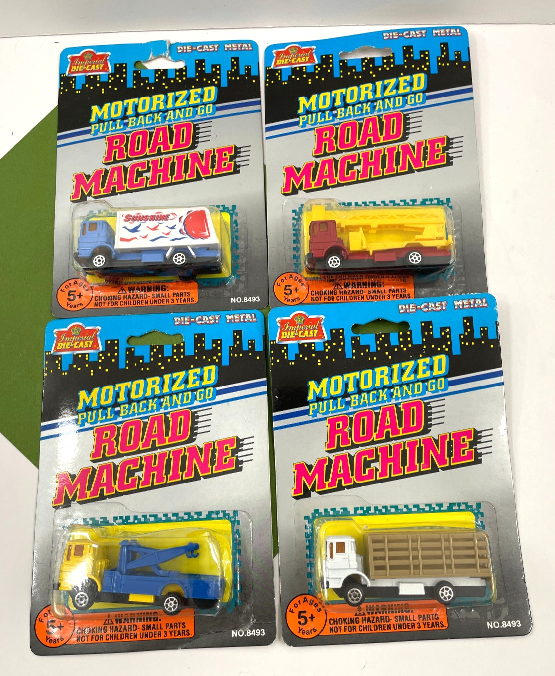 4 Imperial Diecast Motorized Pull Back and Go Road Machine #
