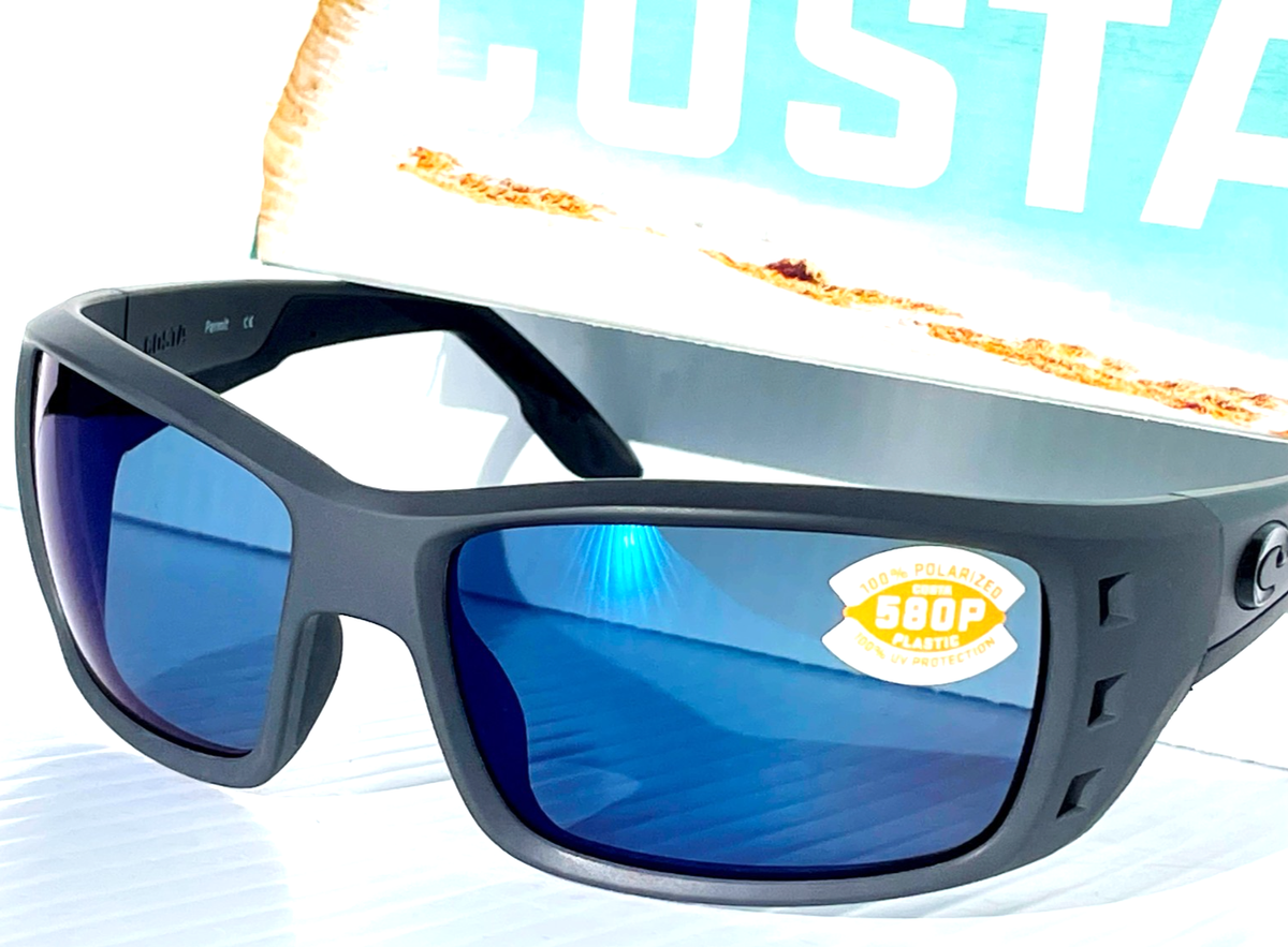 NEW COSTA Del Mar PERMIT in Matte Gray with Blue Mirror 580P