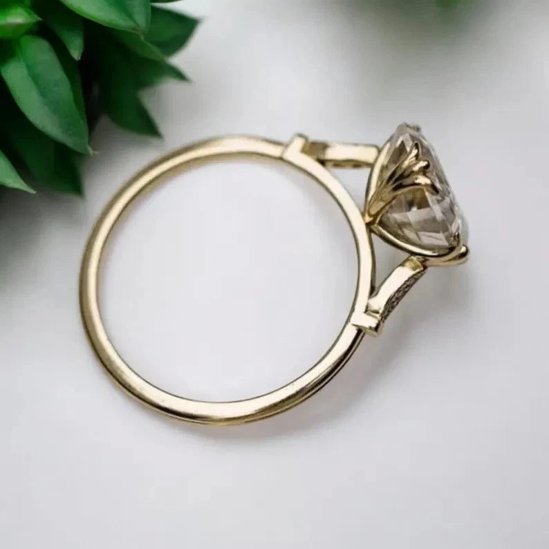 Art Deco Style 3.5Ct Asscher Cut Lab Created Diamond Engagement 14K Gold FN Ring - Image 4 of 4