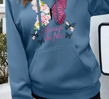 Ladies Hoodie Print Butterfly Size 8