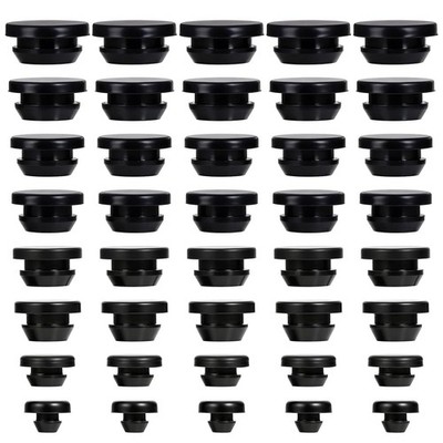 40Pcs Rubber Plugs for Holes Assorted Sizes, Black Rubber Stoppers Grommets B...