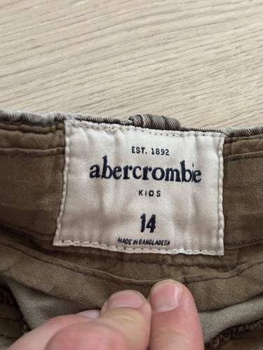 Vintage 90s Y2K Abercrombie Olive Green Cargo Shorts Sz 14 Fits Baggy Button Fly - Picture 3 of 7