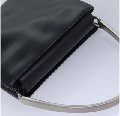 PRADA VINTAGE METAL HANDLE BLACK LEATHER BAG RARE WITH COA | eBay