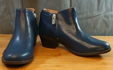 Women's Vionic Millie Blue Leather Side Zip Ankle Boots Size 6