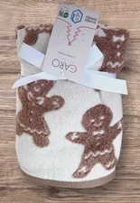 GINGERBREAD MAN & GIRL Christmas PLUSH BATHROOM HAND TOWELS (2-Pc) Caro Home NEW