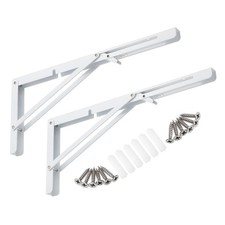2 Pcs 16 Inch Folding Shelf Brackets Iron Collapsible Shelf Bracket, White