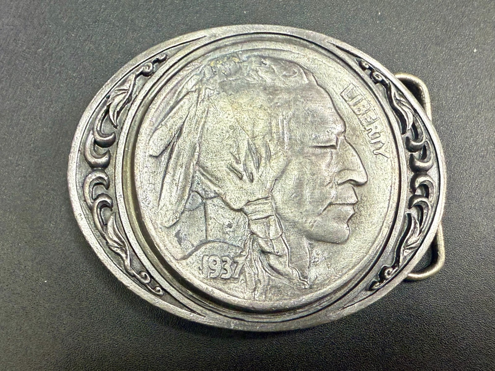 Indian Chief Head Coin Liberty 1937 Vintage 1988 Siskiyou Belt Buckle N-80
