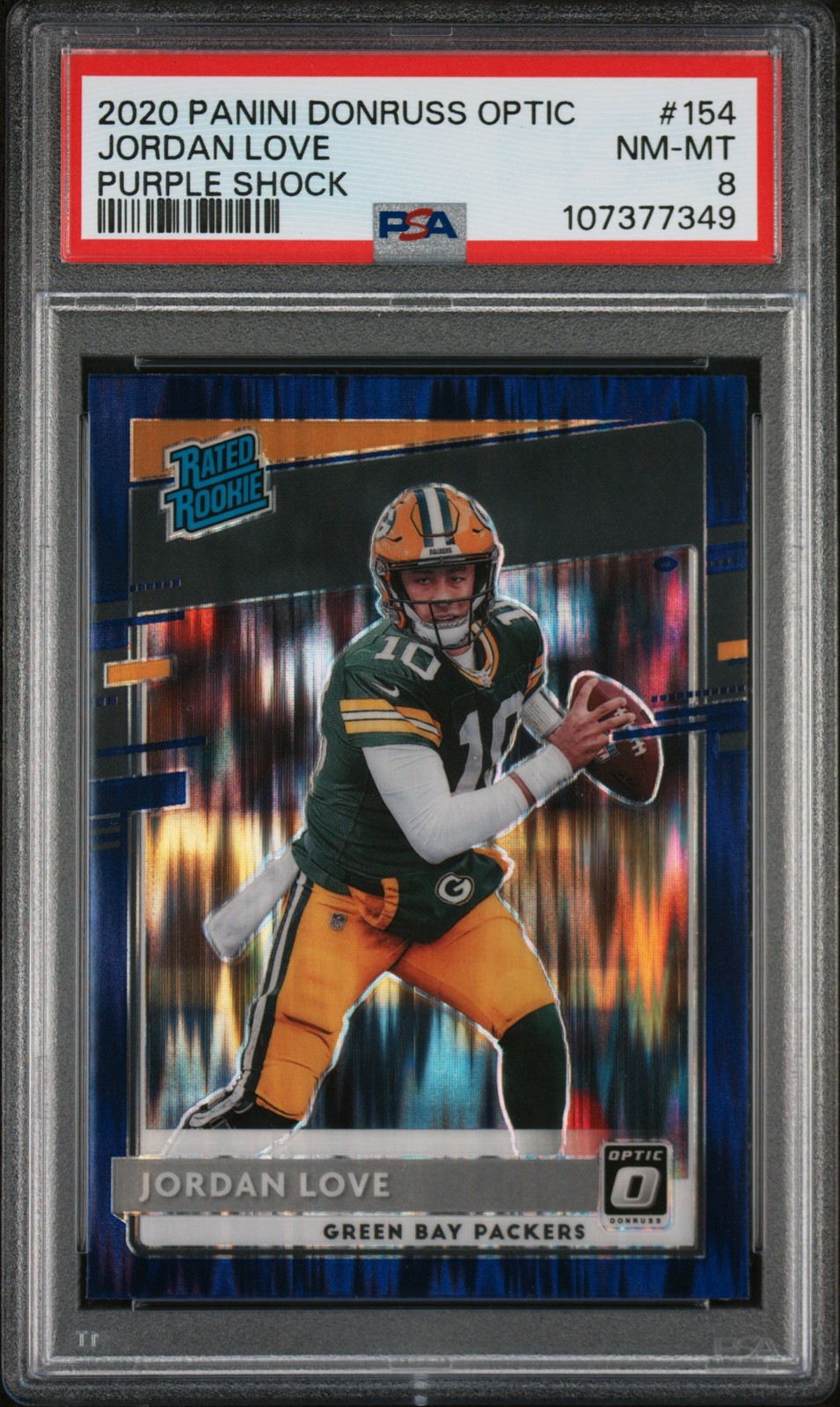 2020 Panini Donruss Optic Jordan Love #154 Purple Shock PSA 8