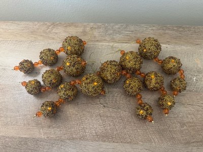 Gold Beaded Christmas Tree Ornaments Baubles Set Of 6 Elegant Decorations