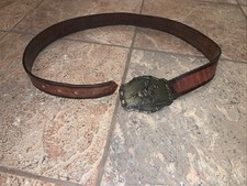 Vintage Wells Fargo  Company Pony Express Belt Buckle and Cowboy Belt S 32-36