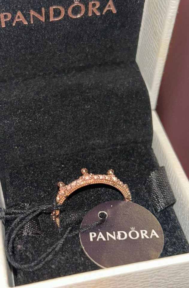 👑 Anillo Pandora Rosa Encantamiento Corona Talla 9 Nuevo en Caja Foto 3 de 4