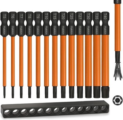 13 Stück Torx Bit Set Lang 1/4'' 75mm Bitsatz Lang Magnetischer Torx Schrauben...