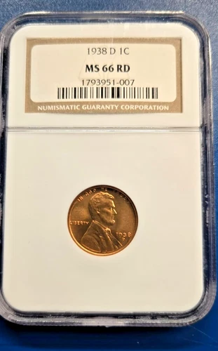 1938 D Lincoln Cent NGC MS66 RD