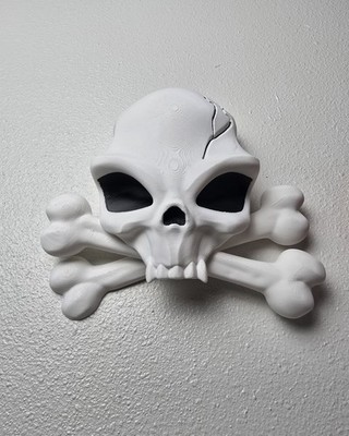 Alien Skull and Crossbones Wall Art 3D Printed Sci Fi Gothic Decor