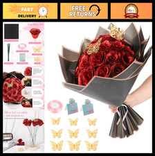 Glittering Red Roses Bouquet - 24 DIY Artificial Flowers for Wedding, Gifts, Dec