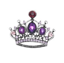 Rhinestone Crown Pin Brooch Women Pin Brooches Purple and Red Crown Lapel Pin Ch