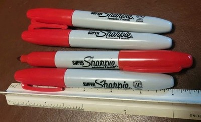 Sharpie Permanent Markers ×4, Super Tip, ACME Red