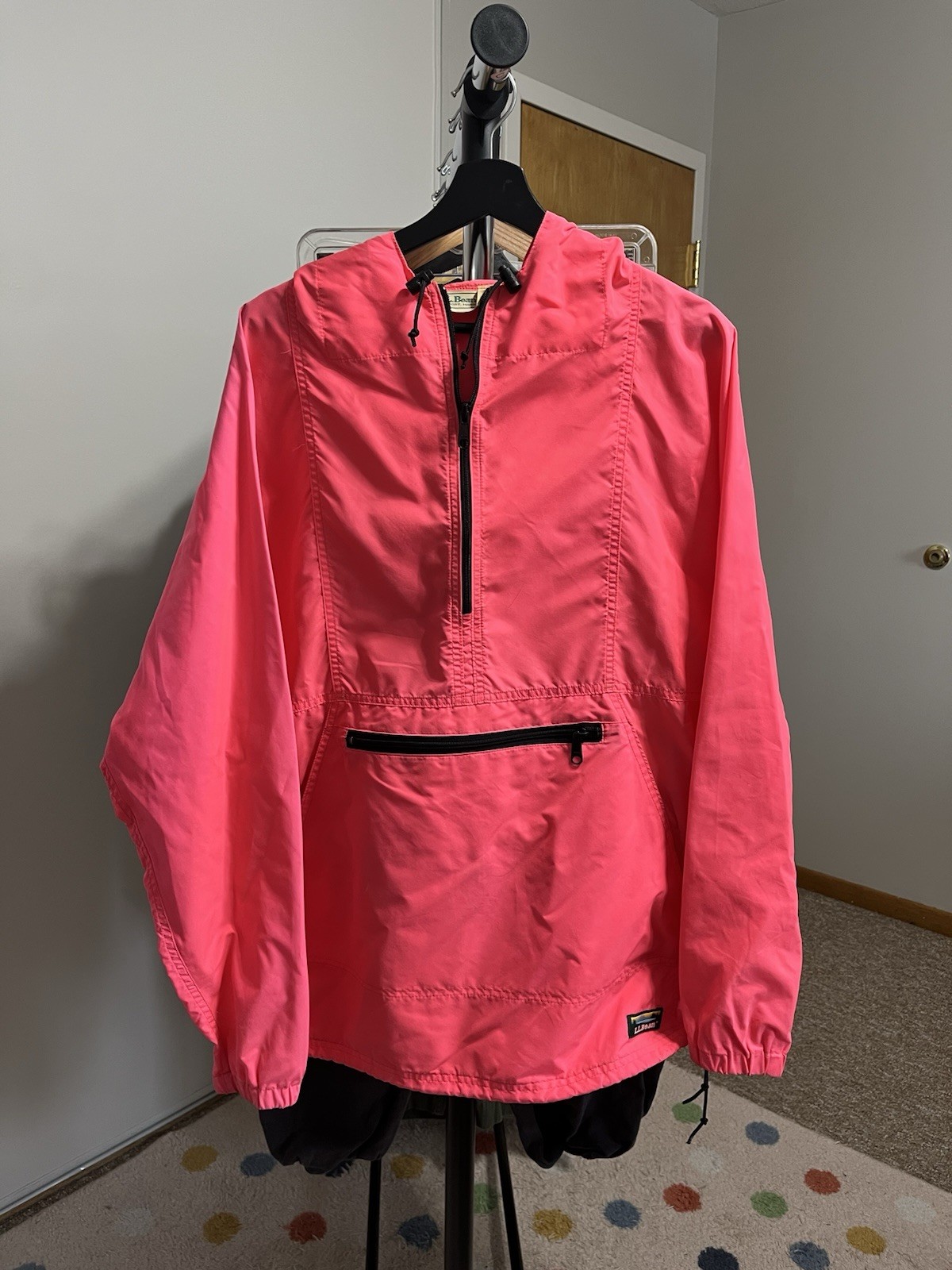 VTG LL Bean Anorak Windbreaker Jacket Men's Large Made In USA Pink Sun faded