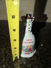 Vintage Ceramic Merry Christmas Dinner Bell W/ Wreath For Bell Snowman 5”