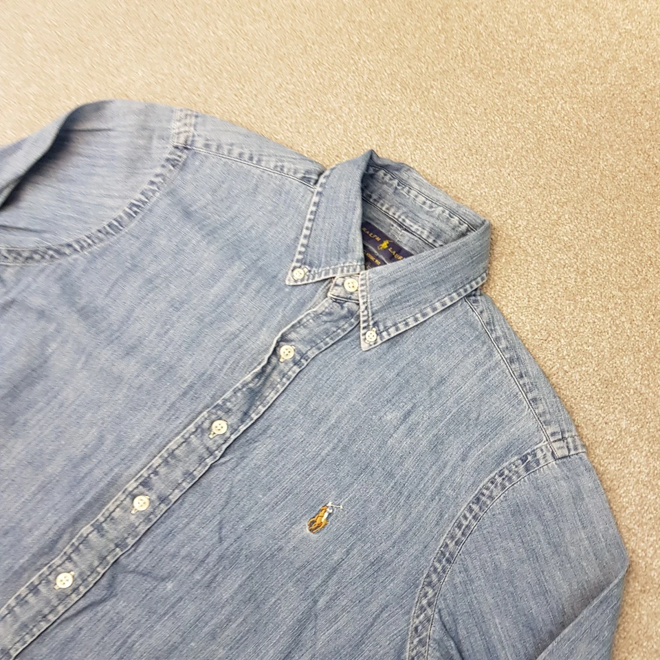 Polo Ralph Lauren Mens Shirt Small Blue Denim Classic Fit Pony Button Down PRL - Image 2 of 4